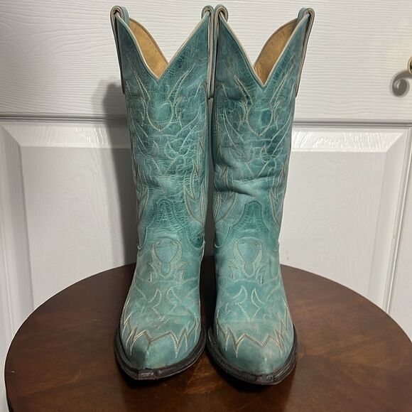 🔥 Yippee Ki Yay Old Gringo Embroidered Turquoise Cowboy Boots - Women's Sz 7.5B - Picture 2 of 15